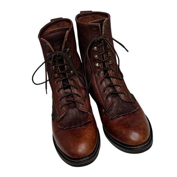 Ad-Tec 1173 Packer Boot Mens Sz 10M Brown Leather Lace Up Workwear Kiltie Logger - Picture 4 of 14